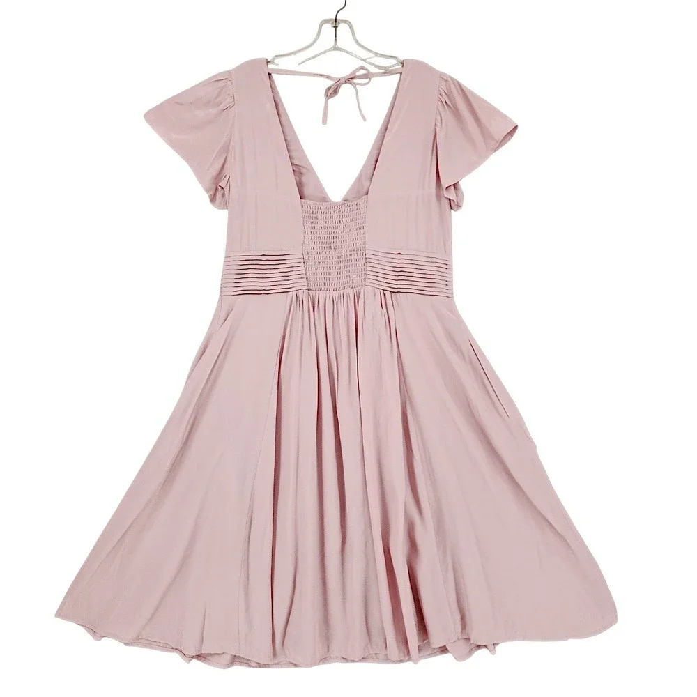 Seraphine Luxe Maternity Dress 8 Sariah Midi Flutter Sleeve Blush Pink Fairy NEW